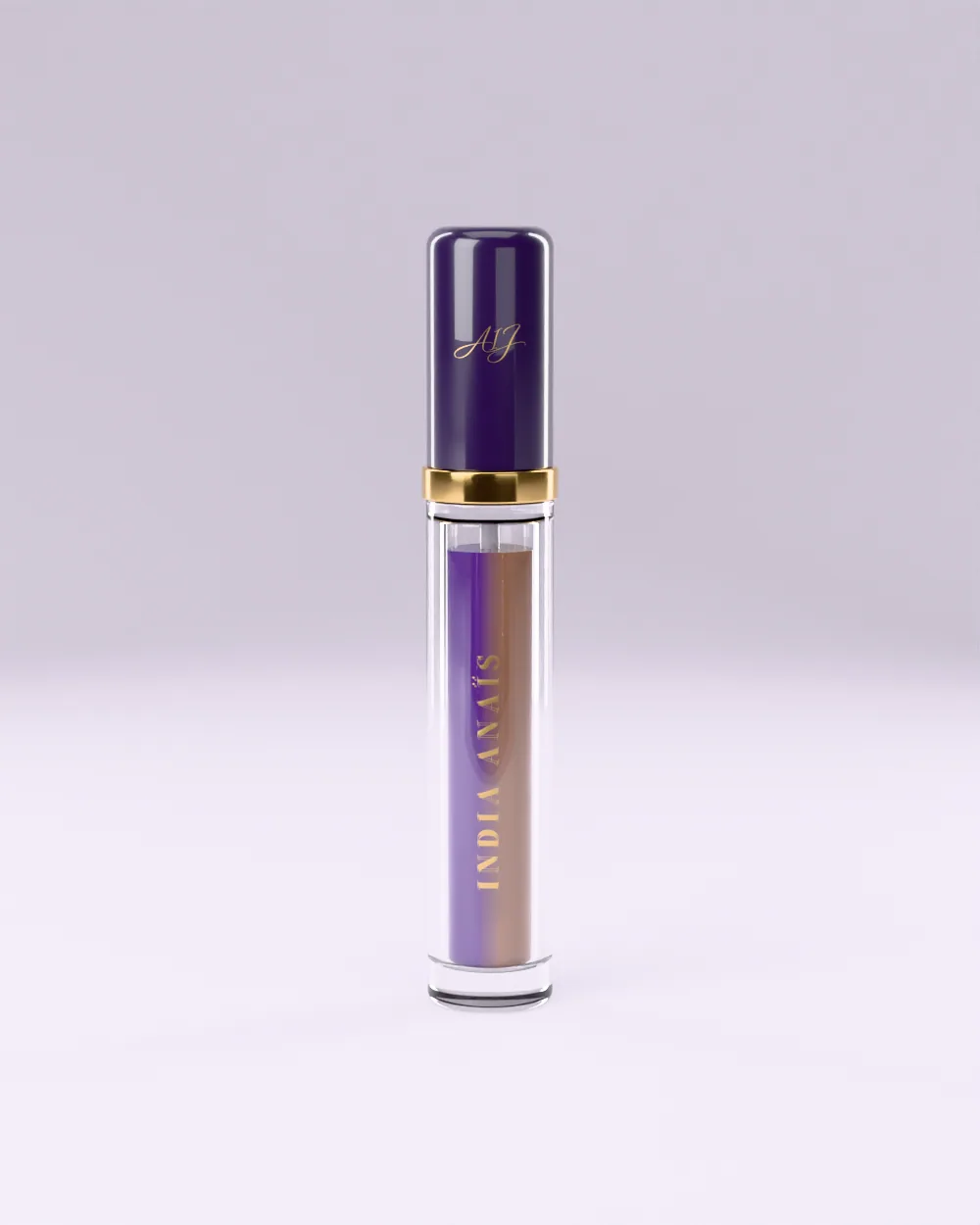 Aurora, lip glaze, tweekleurige violet en goud glaze, van India Anaïs