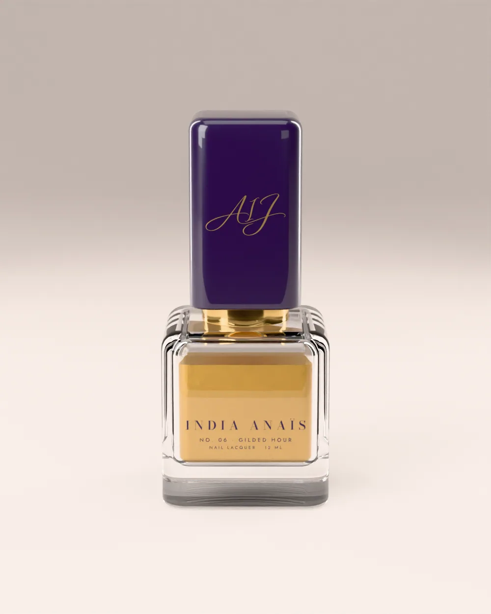 Gilded Hour nail lacquer, gold foil shimmer, by India Anaïs